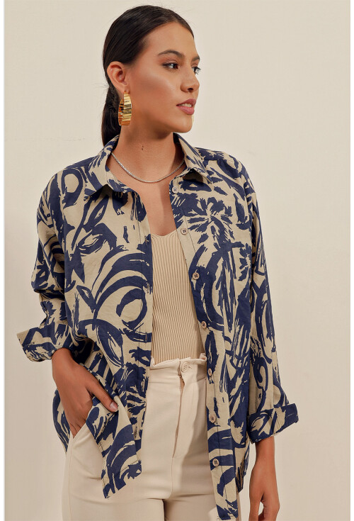 3900 Oversize Uzun Basic Gömlek