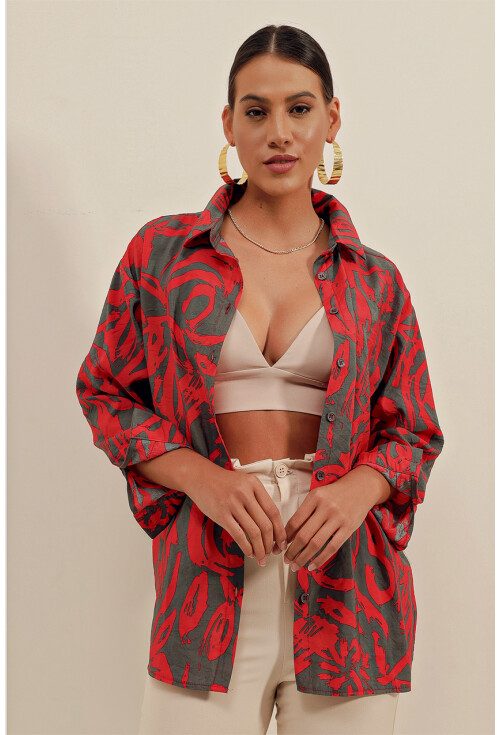 3900 Oversize Uzun Basic Gömlek