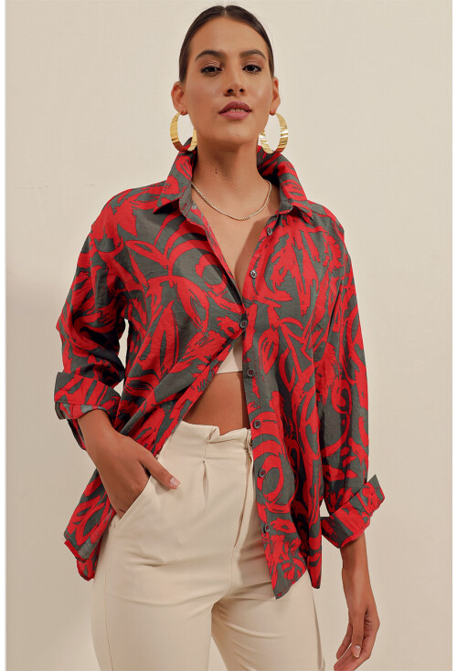 3900 Oversize Uzun Basic Gömlek
