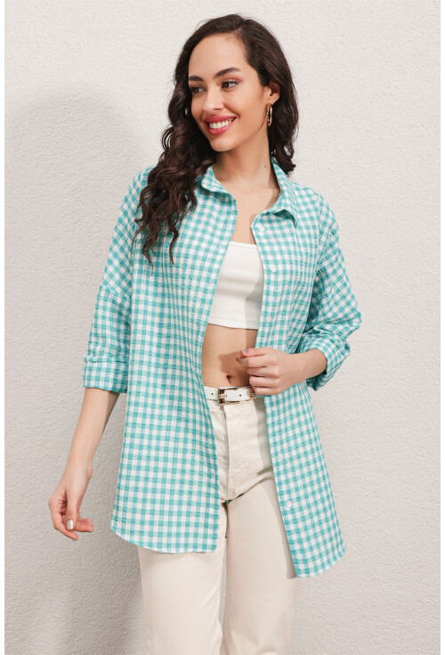 3900 Oversize Uzun Basic Gömlek