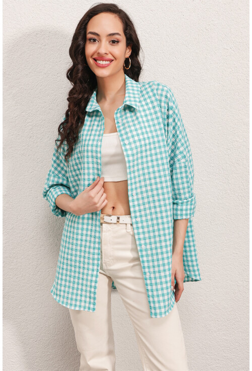 3900 Oversize Uzun Basic Gömlek
