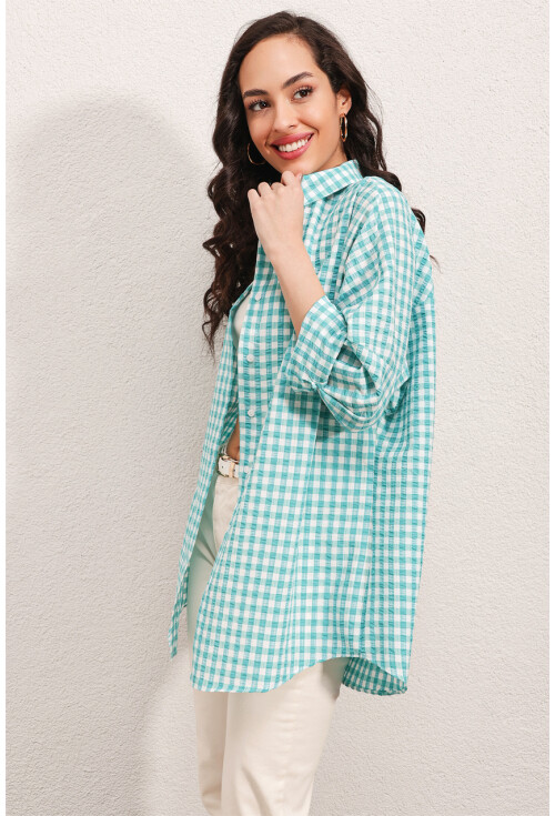 3900 Oversize Uzun Basic Gömlek
