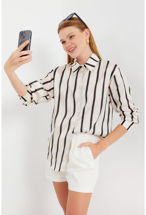 3964 Light Draped Satin Shirt