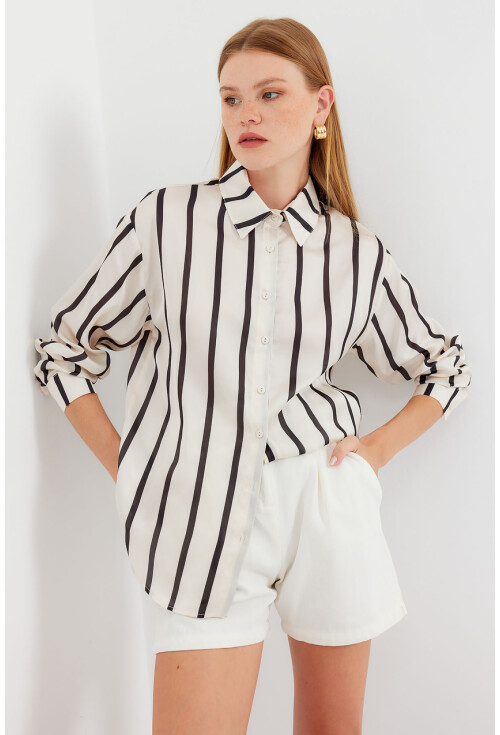 3964 Light Draped Satin Shirt