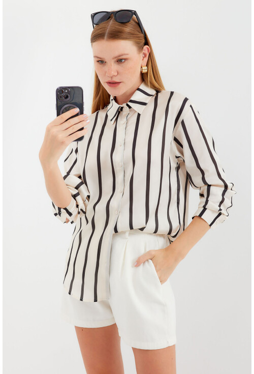 3964 Light Draped Satin Shirt