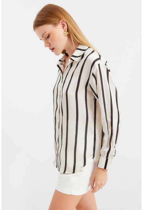 3964 Light Draped Satin Shirt