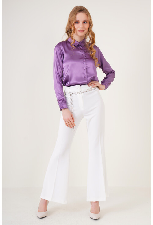 3964 Hafif Dökümlü Saten Gömlek