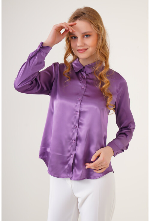 3964 Hafif Dökümlü Saten Gömlek