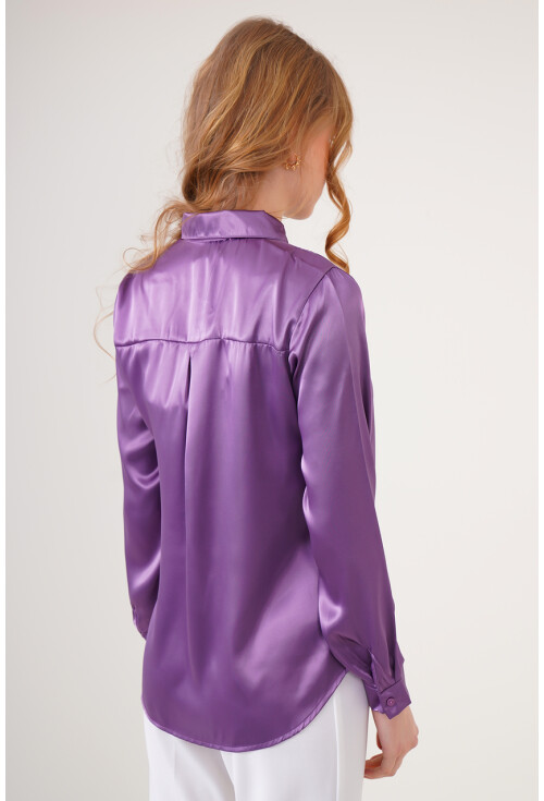 3964 Hafif Dökümlü Saten Gömlek