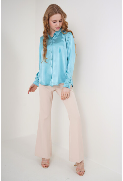 3964 Hafif Dökümlü Saten Gömlek