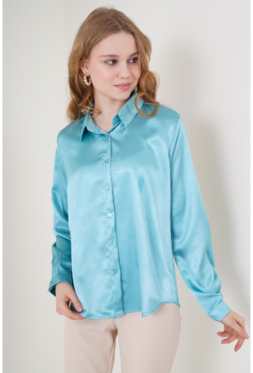 3964 Hafif Dökümlü Saten Gömlek