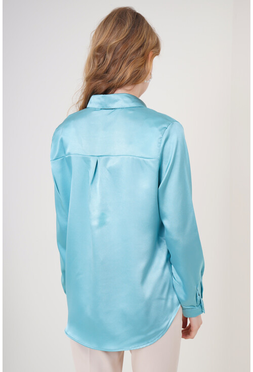 3964 Hafif Dökümlü Saten Gömlek