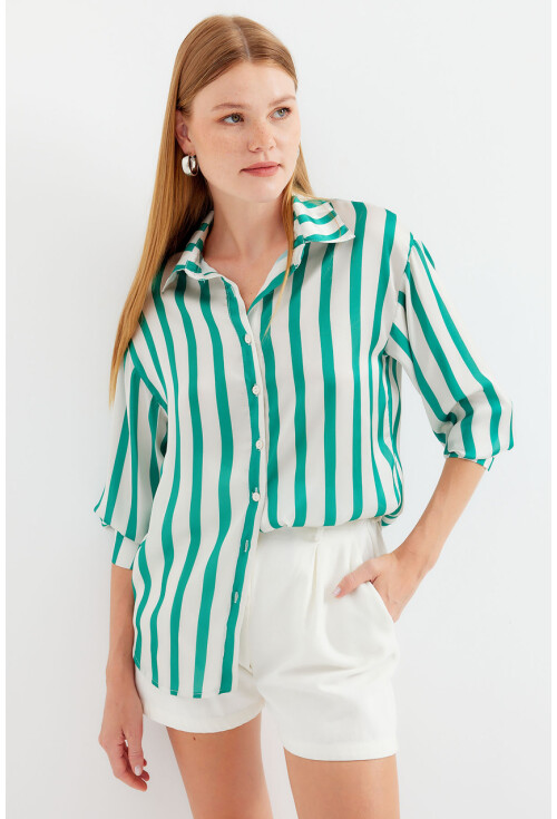 3964 Light Draped Satin Shirt