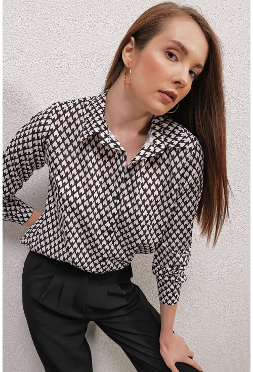 3964 Hafif Dökümlü Saten Gömlek