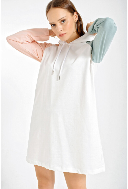 4227 Çift Renli Kapşonlu Sweat Tunik