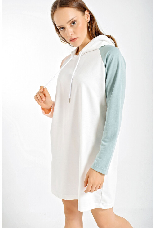 4227 Çift Renli Kapşonlu Sweat Tunik