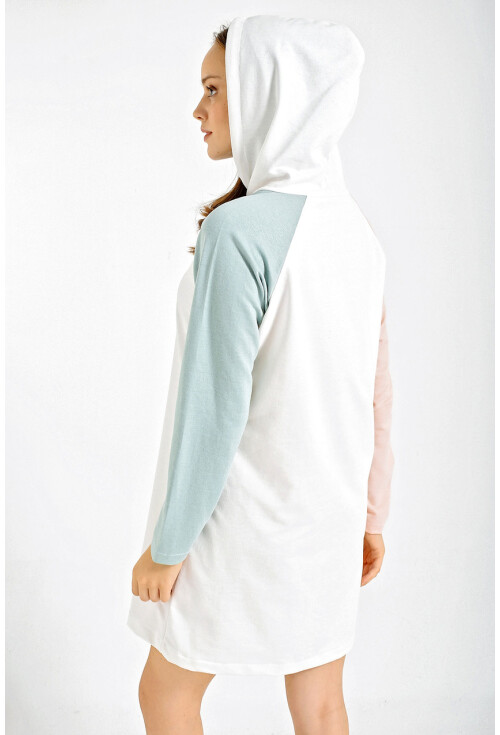 4227 Çift Renli Kapşonlu Sweat Tunik