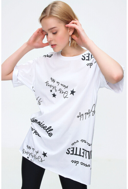 4275 Baskılı Oversize Tshirt