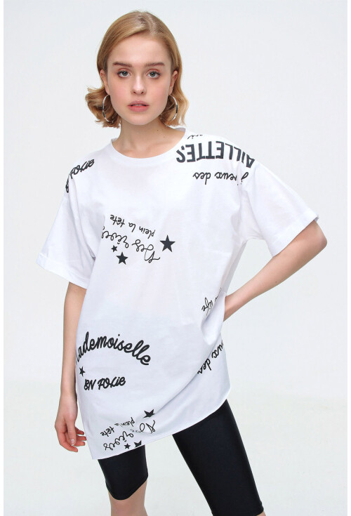 4275 Baskılı Oversize Tshirt