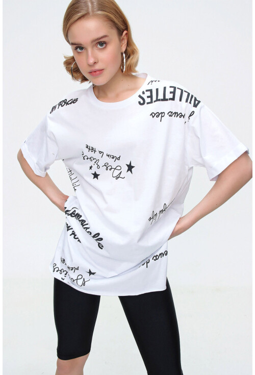 4275 Baskılı Oversize Tshirt