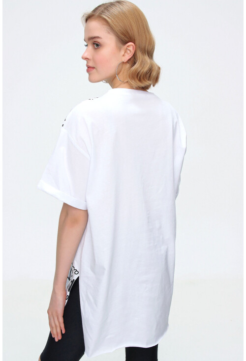 4275 Baskılı Oversize Tshirt