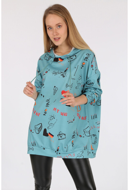 4289 Kapüşonlu Oversize Sweatshirt