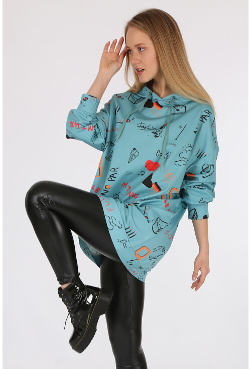 4289 Kapüşonlu Oversize Sweatshirt