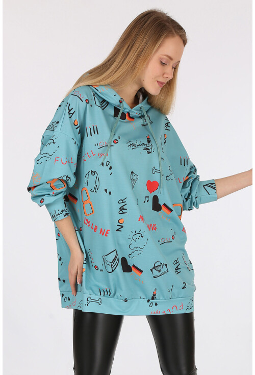 4289 Kapüşonlu Oversize Sweatshirt
