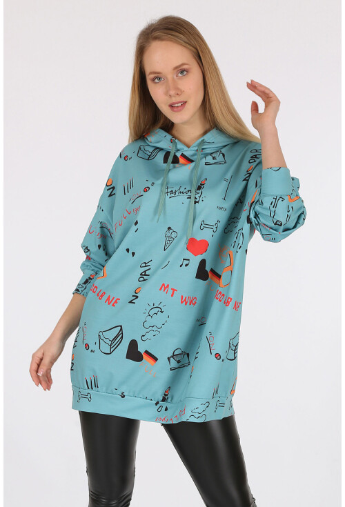 4289 Kapüşonlu Oversize Sweatshirt