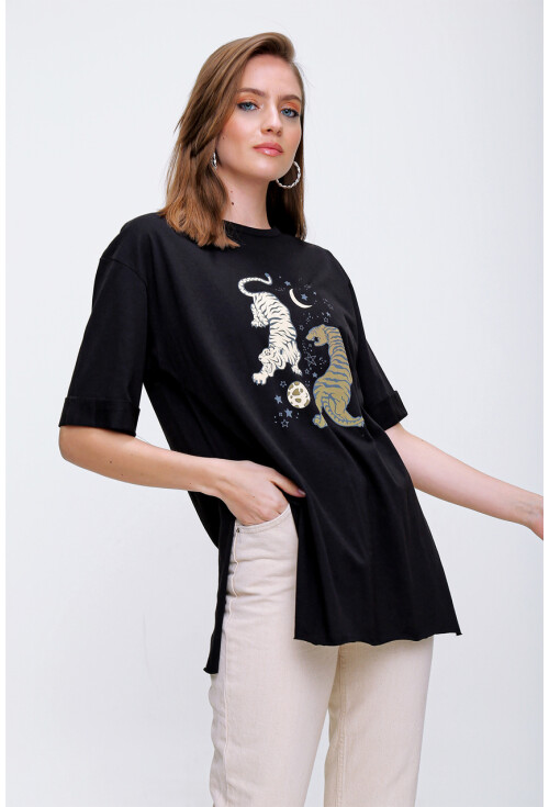 4296 Kaplan Baskılı T-Shirt