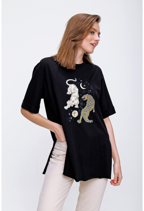 4296 Kaplan Baskılı T-Shirt