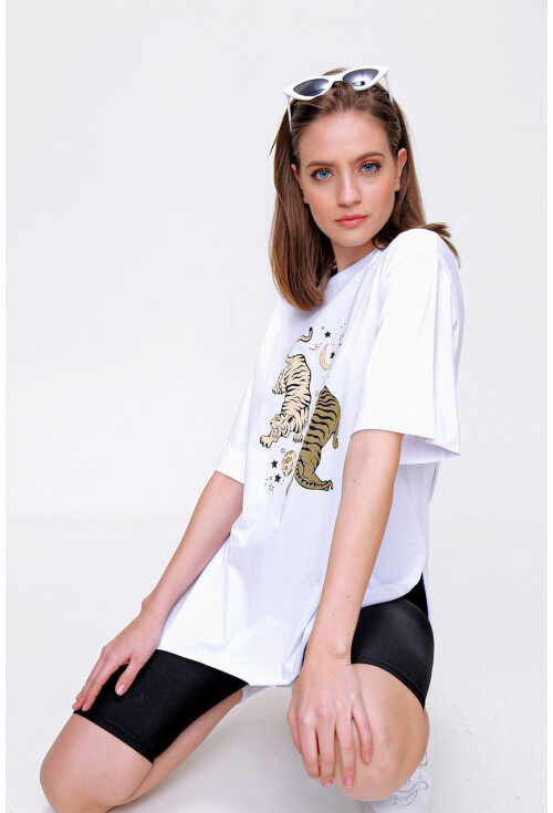 4296 Kaplan Baskılı T-Shirt