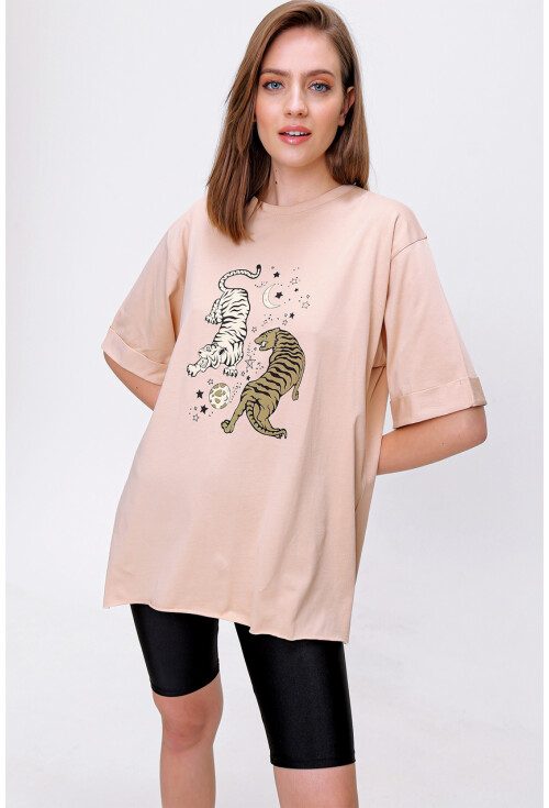 4296 Kaplan Baskılı T-Shirt