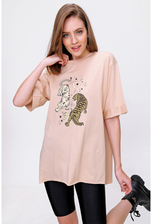 4296 Kaplan Baskılı T-Shirt