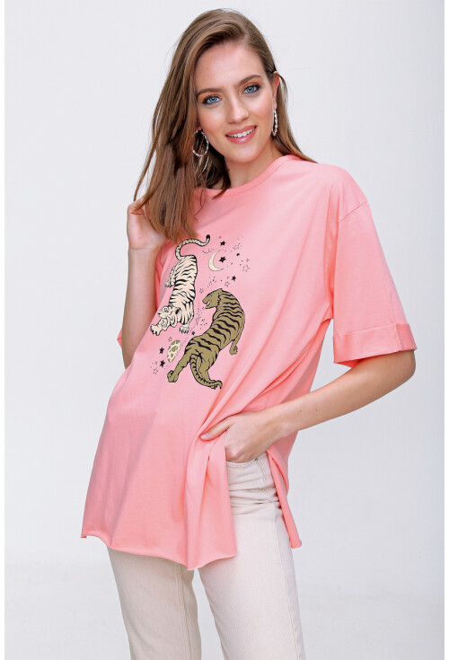 4296 Kaplan Baskılı T-Shirt