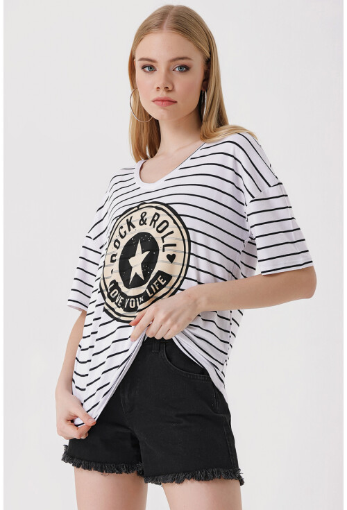 4309 V-Neck Printed T-Shirt