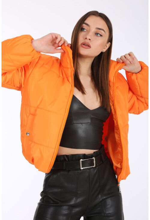 5124 Siyah Crop Şişme Mont
