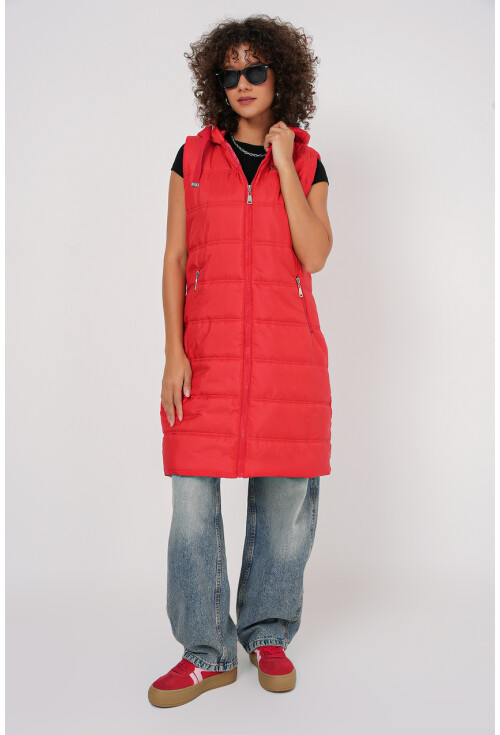 5140 Kapşonlu Uzun Şişme Yelek