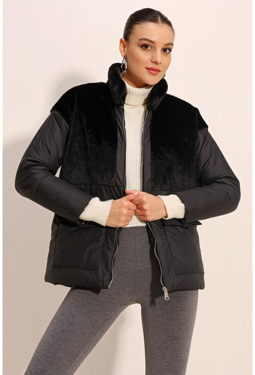 5179 Puffer Jacket With Faux Fur Detail
