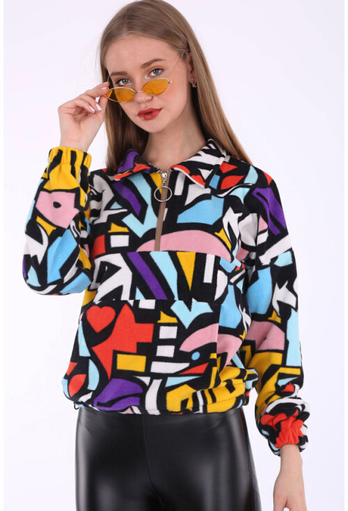 55303 Kanguru Cep Yakalı Polar Sweatshırt