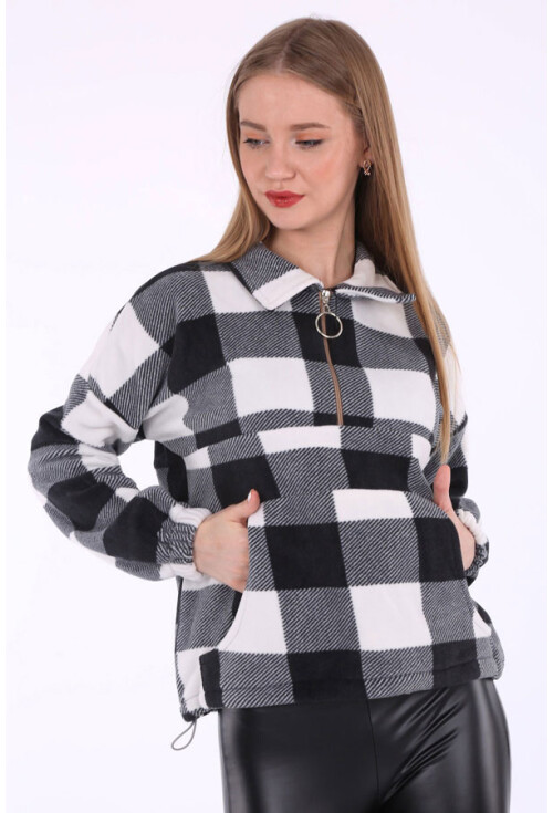 55303 Kanguru Cep Yakalı Polar Sweatshırt