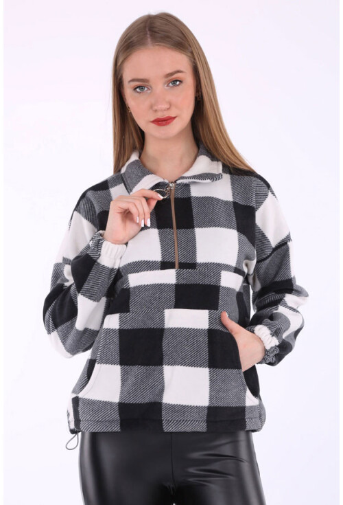 55303 Kanguru Cep Yakalı Polar Sweatshırt