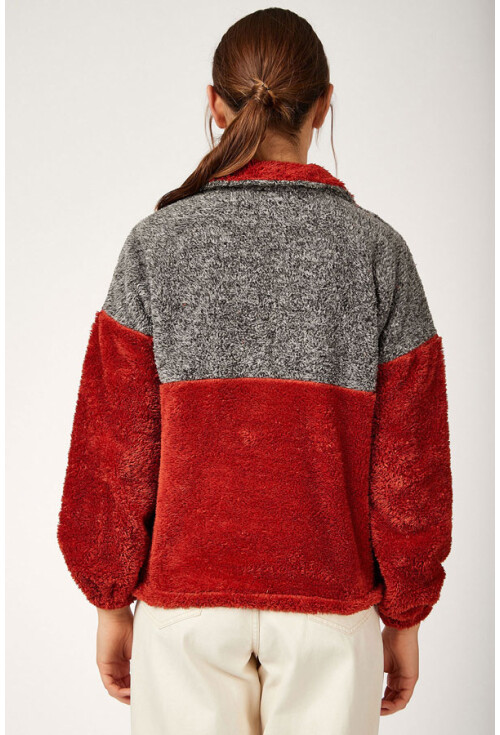 55303 Kanguru Cep Yakalı Polar Sweatshırt