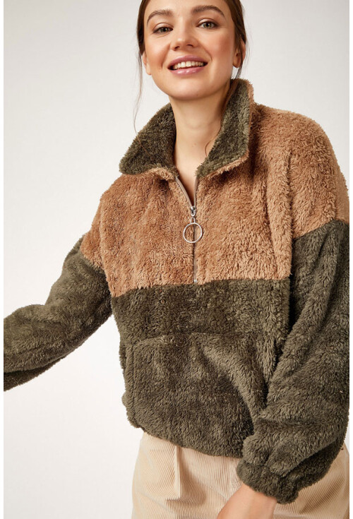 55303 Kanguru Cep Yakalı Polar Sweatshırt