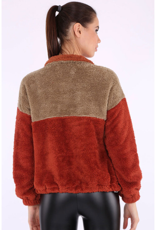 55303 Kanguru Cep Yakalı Polar Sweatshırt