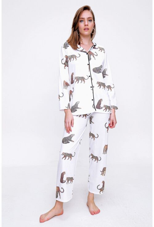 55335 Leopar Baskılı Pijama Takımı