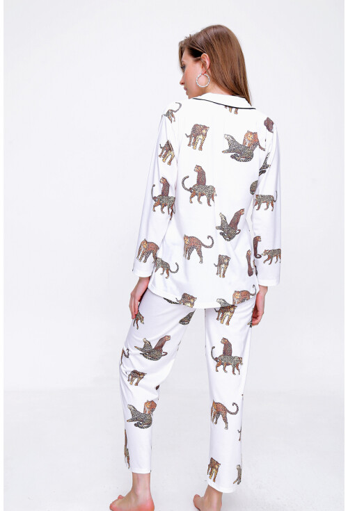 55335 Leopar Baskılı Pijama Takımı