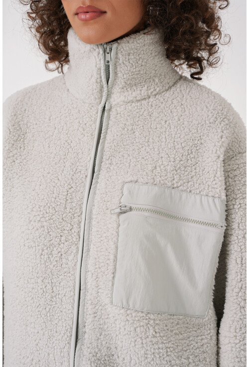 55446 Fermuarlı Oversize Peluş Ceket