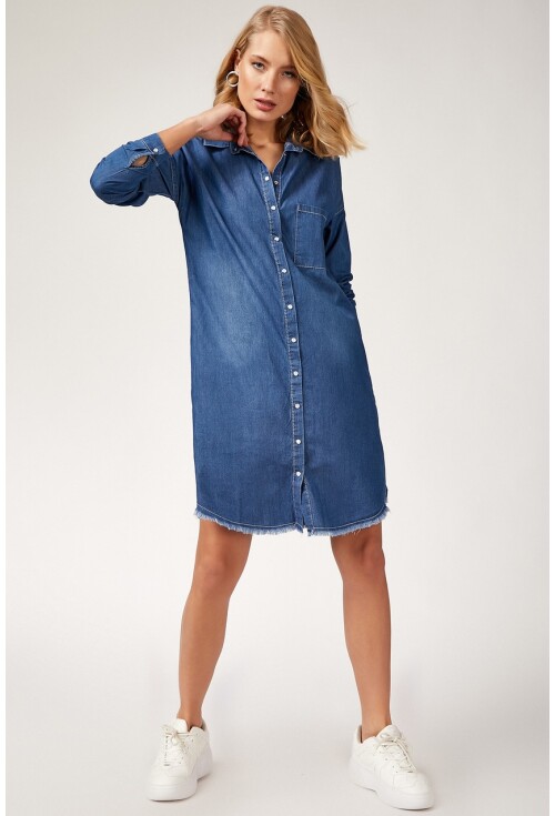 5593 Fringed Denim Tunic