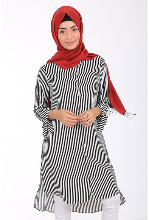 5650 Çizgili Tesettür Tunik